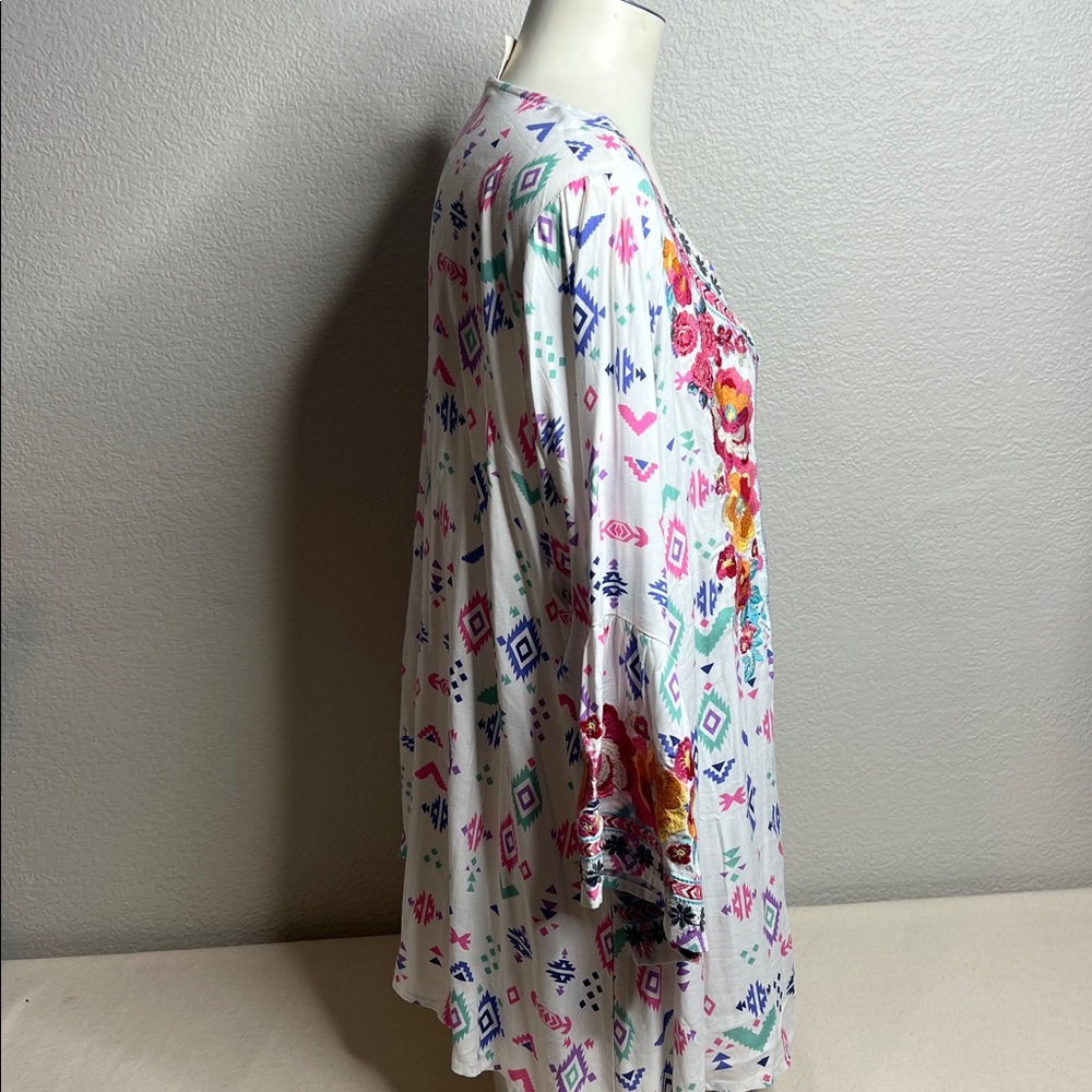 Savanna Jane Embroidered Boho Blouse Women’s 1X Floral Aztec Top - Picture 4 of 8